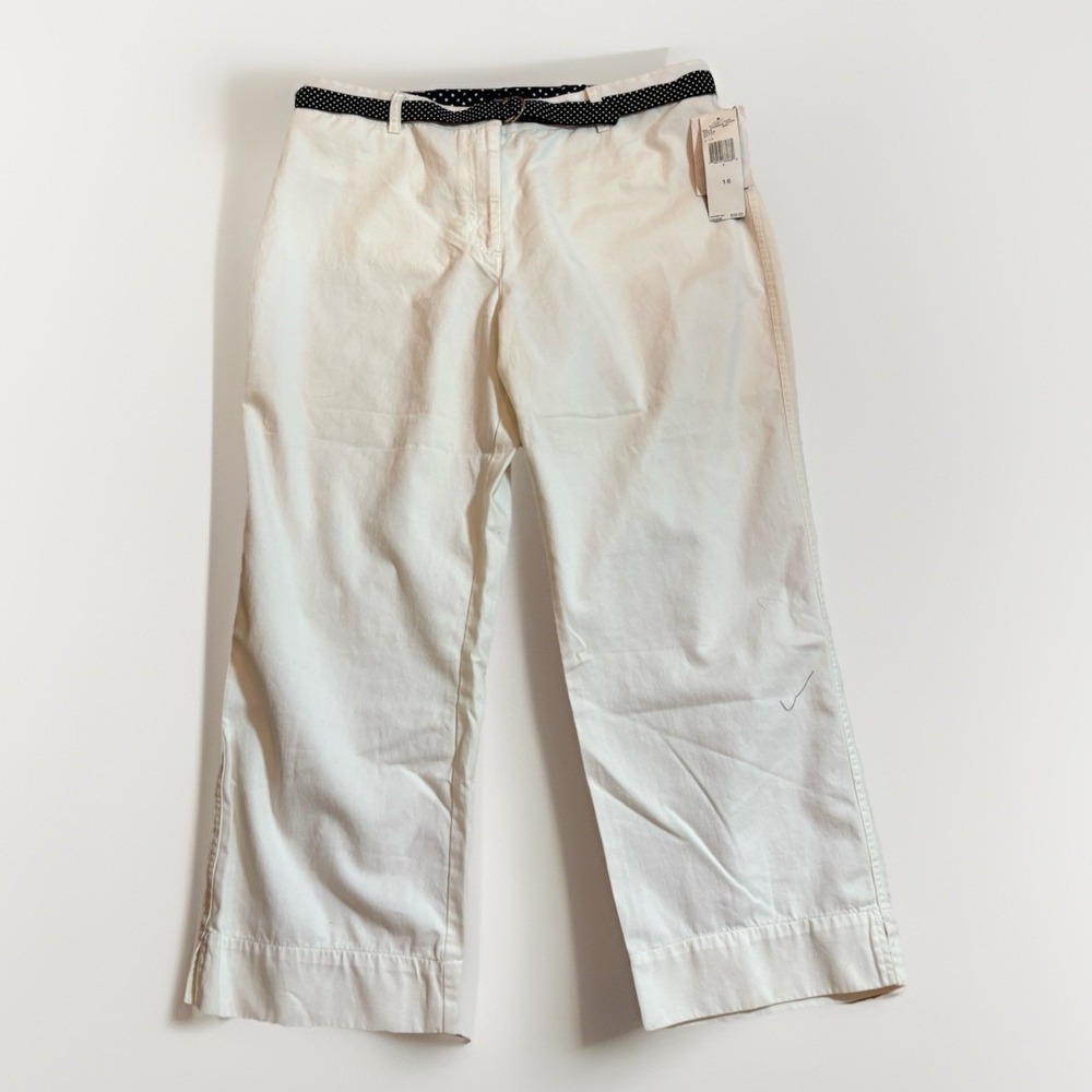 Jones New York Signature Pants ankle Crop Belted polka dot beach resort wear NWT